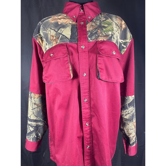 TrailCrest Men's Camo Hunting Shooting Shirt, Burgundy - Picture 5 of 9